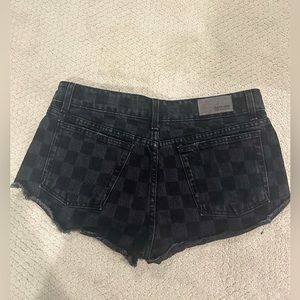 LF Black Checkered Jean Shorts